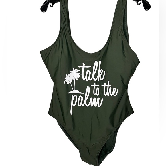 TALK TO THE PALM One Piece Green Swimsuit Bathing Suit Size XL - Picture 7 of 7